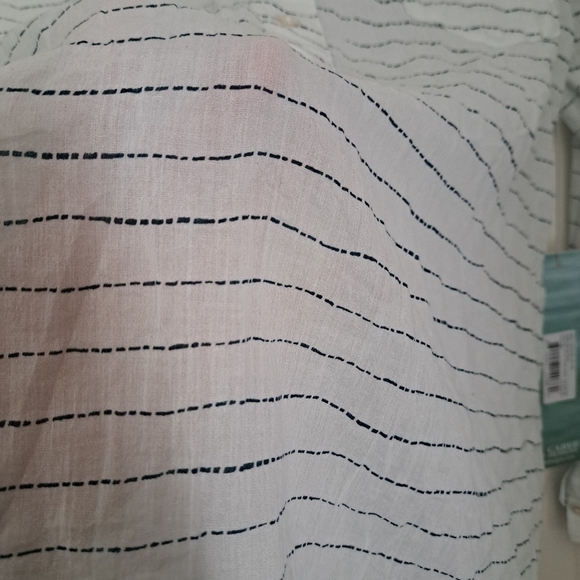 CARVE DESIGNS organic cotton Dylan Gauze shirt pinstripe airy coastal beach Sm - Picture 8 of 11